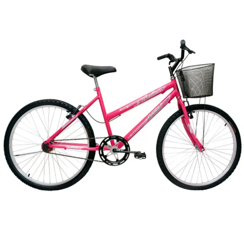 Bicicleta Mountain Bike Aro 24 Bella Com Cesta Rosa Pink Cairu