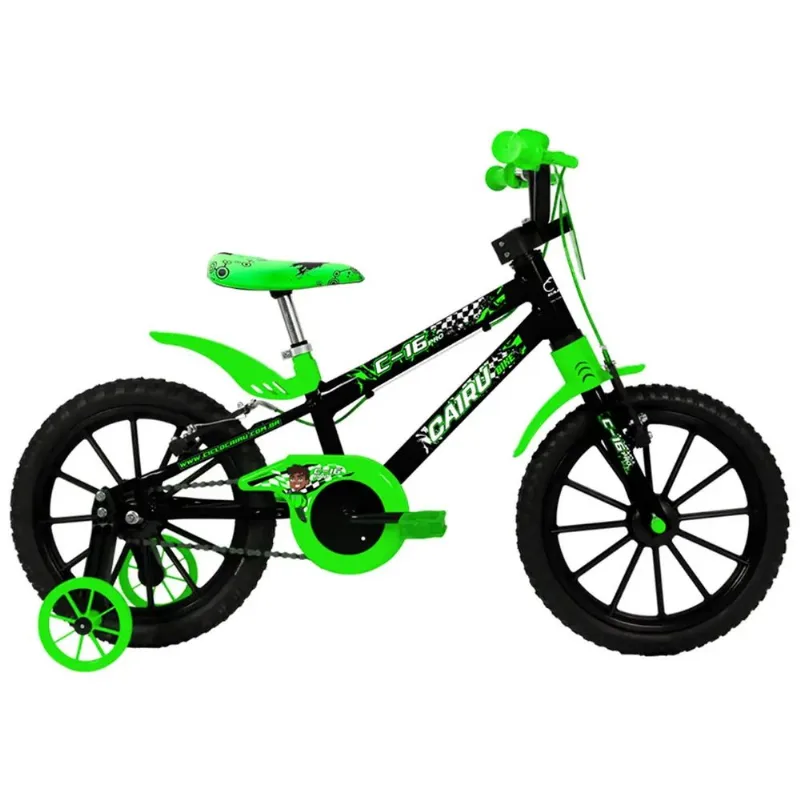 Bicicleta ARO16 Cairu C-16 PRO MTB ABS MASC - 320234 Preto / Verde - CAIRU
