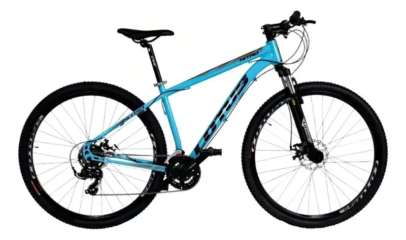Bicicleta Aro 29 Alumínio Lotus Nitro Freio Mecânico 21V Preto/Azul - Cairu - Lojas Moveletro | Beleza para o seu lar