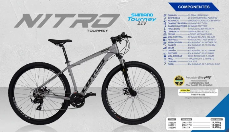 Bicicleta Cairu Aro 29 Nitro Aluminio Mec.21v Cinza/Preto