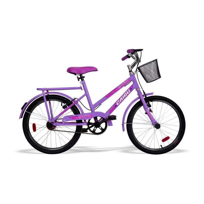 Bicicleta Aro 20 Genova Com Cesto E Freio V.Brake Lilás E Violeta - Cairu