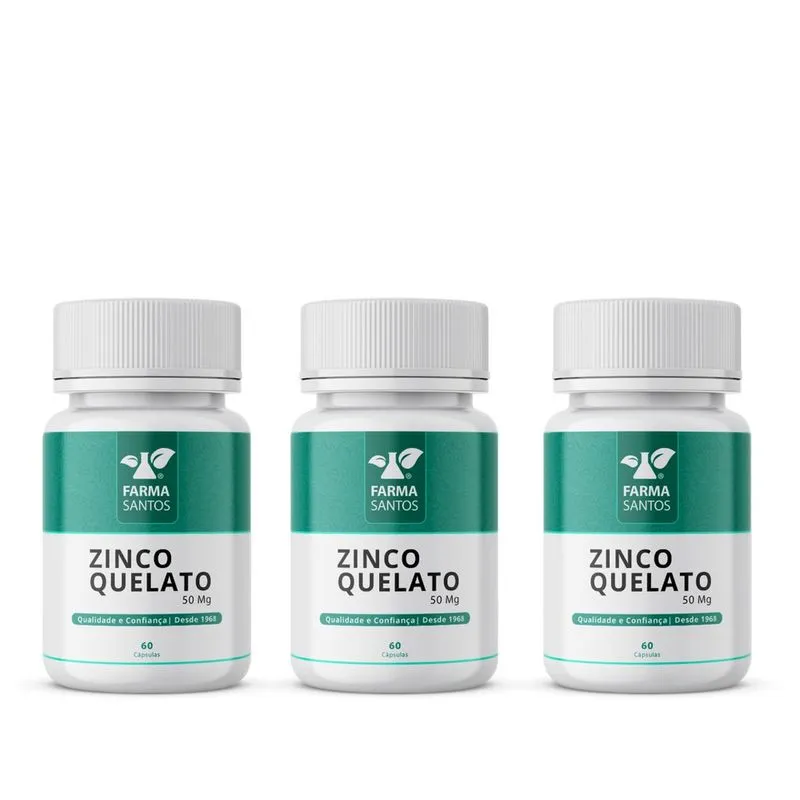 Kit 3 Zinco Quelato 50Mg 60 Cápsulas