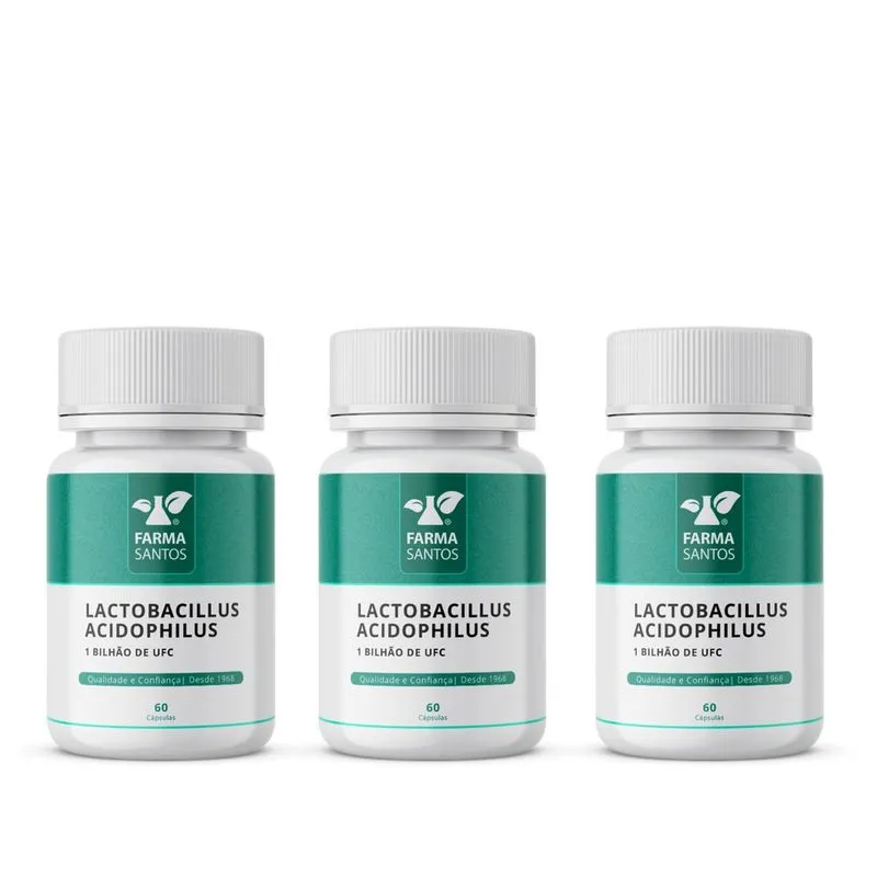 Kit 3 Lactobacillus Acidophilus 1 bilhão de ufc 60 Cápsulas