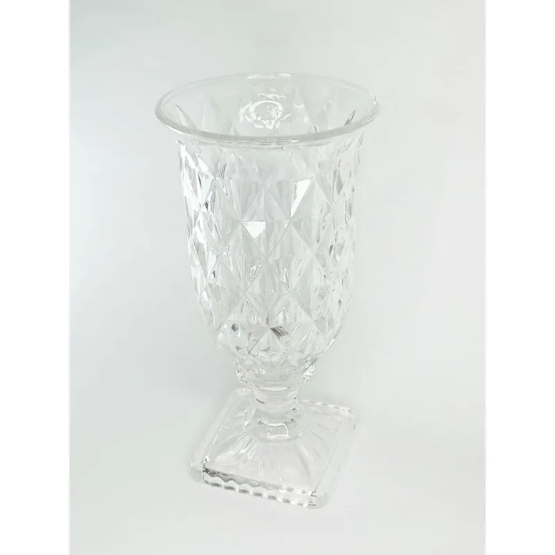 Vaso de Vidro Cristal Trevo Faces Lylhome 1062 - 29cm