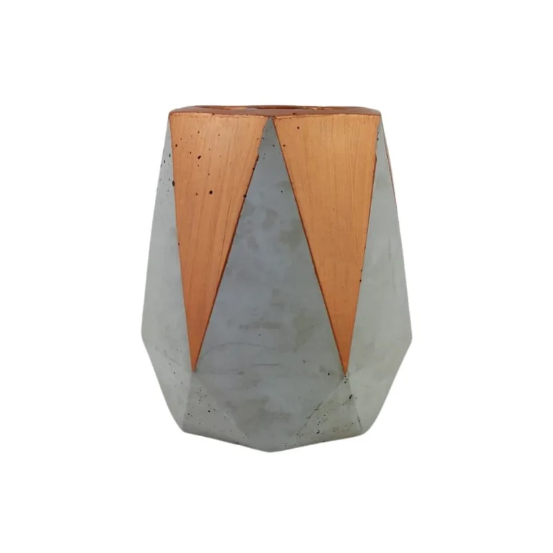 Vaso de Cimento e Cobre Geométrico 10cm 4206C LylHome