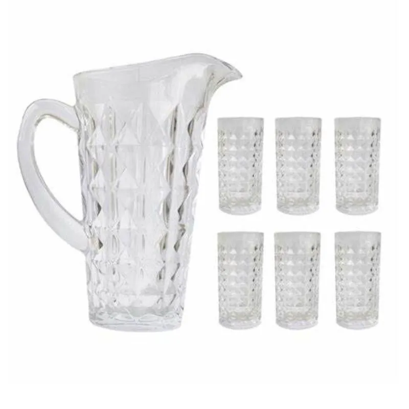 Jarra E Copos Vidro Cristal 7 Peças