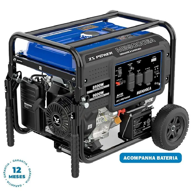 Gerador À Gasolina Trifásico 11,25kva | 9000kw Partida Manual Retrátil Elétrica Mb9003ea Zs Power