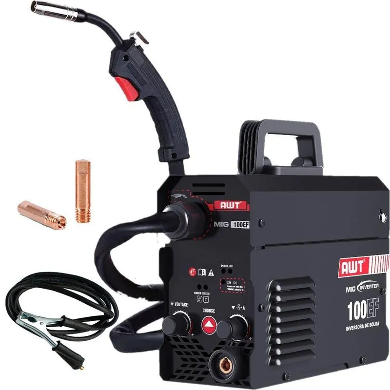 Máquina De Solda Inversora Mig 100-ef Awt Com Tocha Mig De 1mt Monofásica Ip21 220v