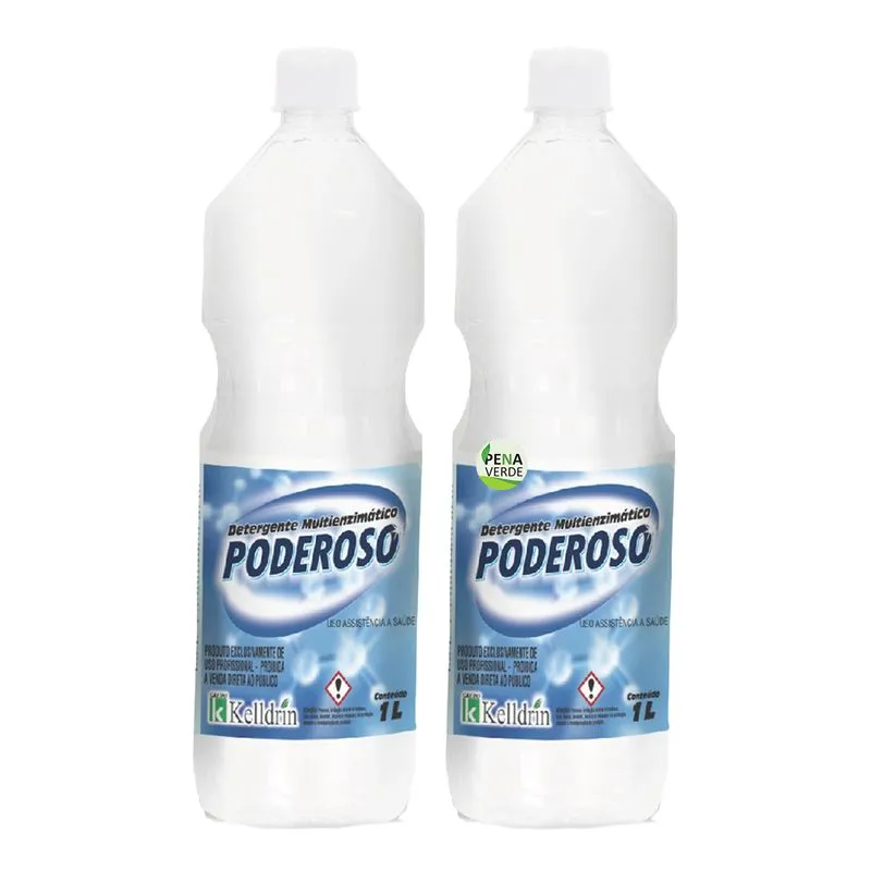 Kit 2 Unidades Detergente Enzimatico Poderoso Multienzimático 1 Litro Kelldrin Uso Odontológico / Hospitalar / Clinicas