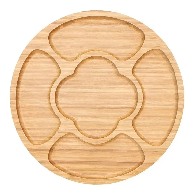 Petisqueira Bambu Bandeja Tabua Grande Com Divisória 30cm