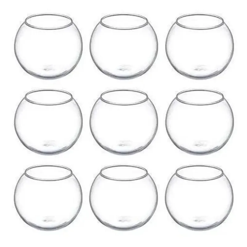 Kit 10 Vaso Vasinho Aquário Castiçal Redondo De Vidro 750Ml