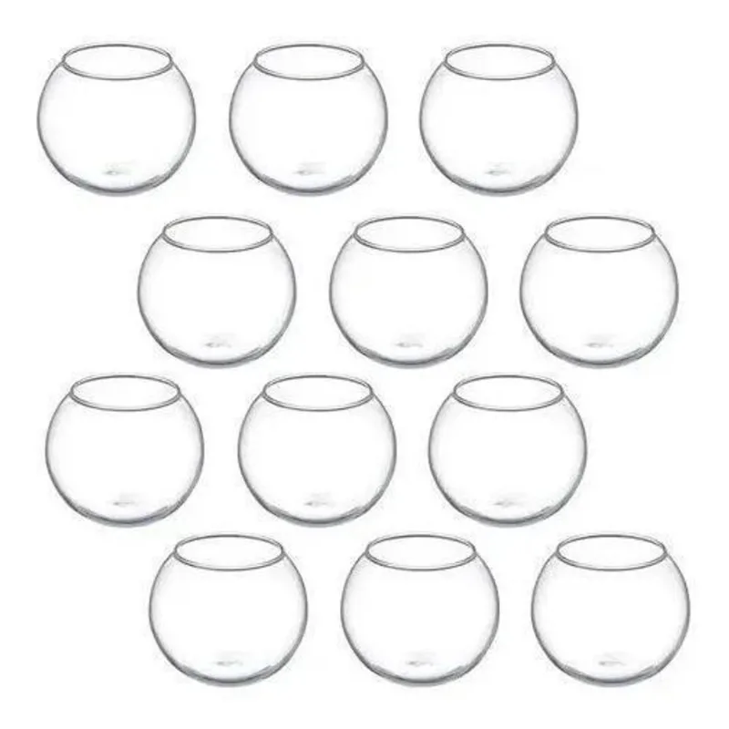 Kit 12 Vaso Vasinho Aquário Castiçal Redondo De Vidro 750Ml