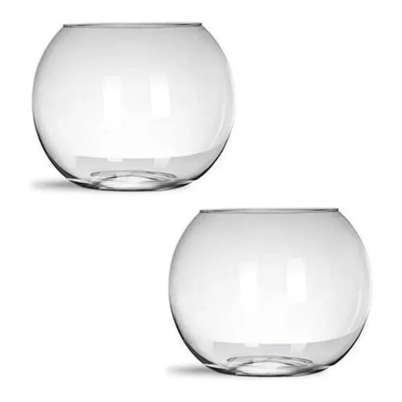 Kit 20 Mini Vaso Aquário Castiçal Redondo De Vidro 250Ml