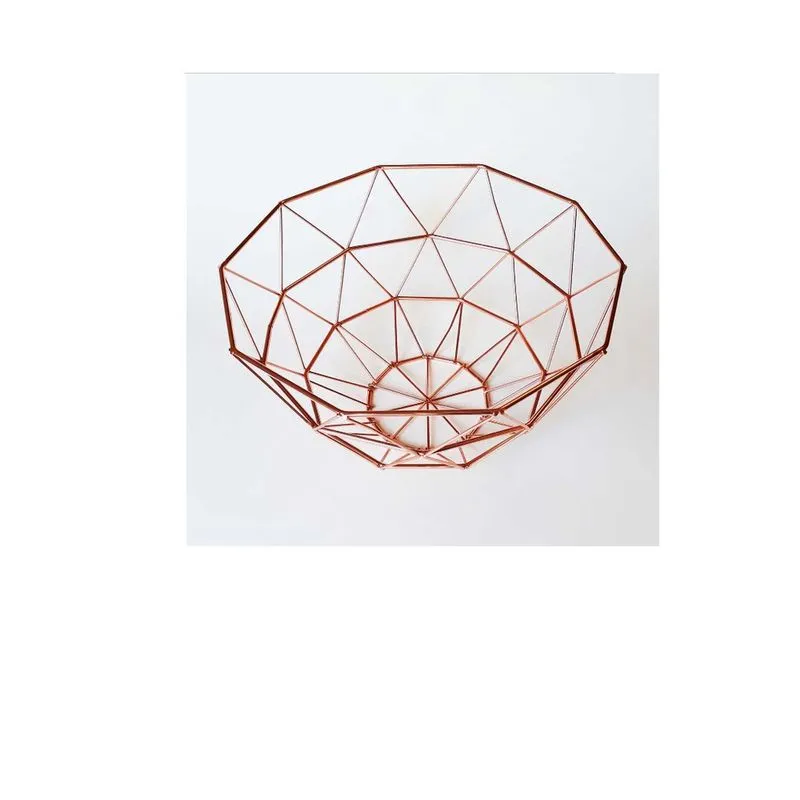 Cesto Fruteira de metal rose gold 27x10cm