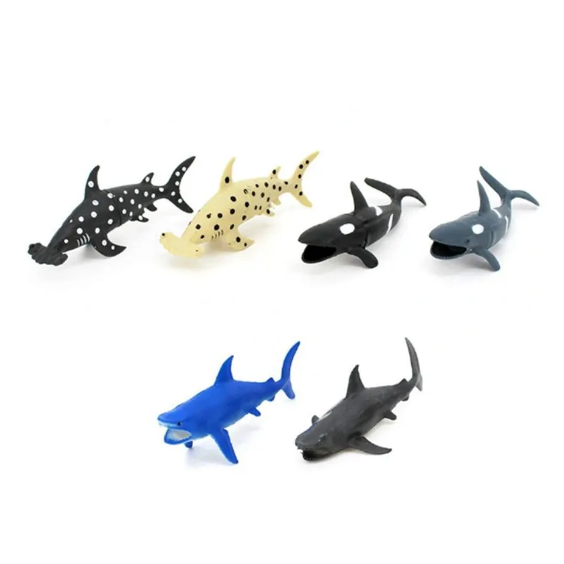 Kit Brinquedo Infantil 6 Animais Tubarões Miniatura Coleção