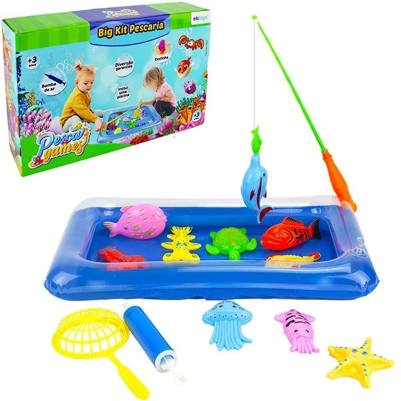 Varinha Pega Peixe Com Passagua+piscina Acessorios 14 Pecas