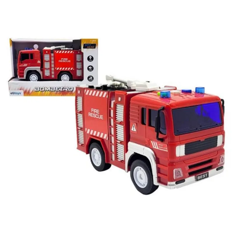 Caminhão De Bombeiro Com Luz E Som Etitoys Bq-162