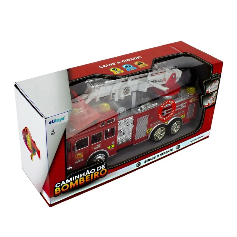 Caminhão De Bombeiros Com Luz E Som Etitoys Bq-164
