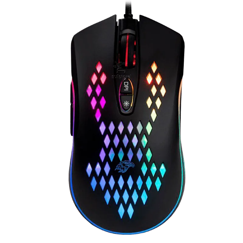Mouse Gamer KMEX M370 LED RGB 6400 DPI Programável