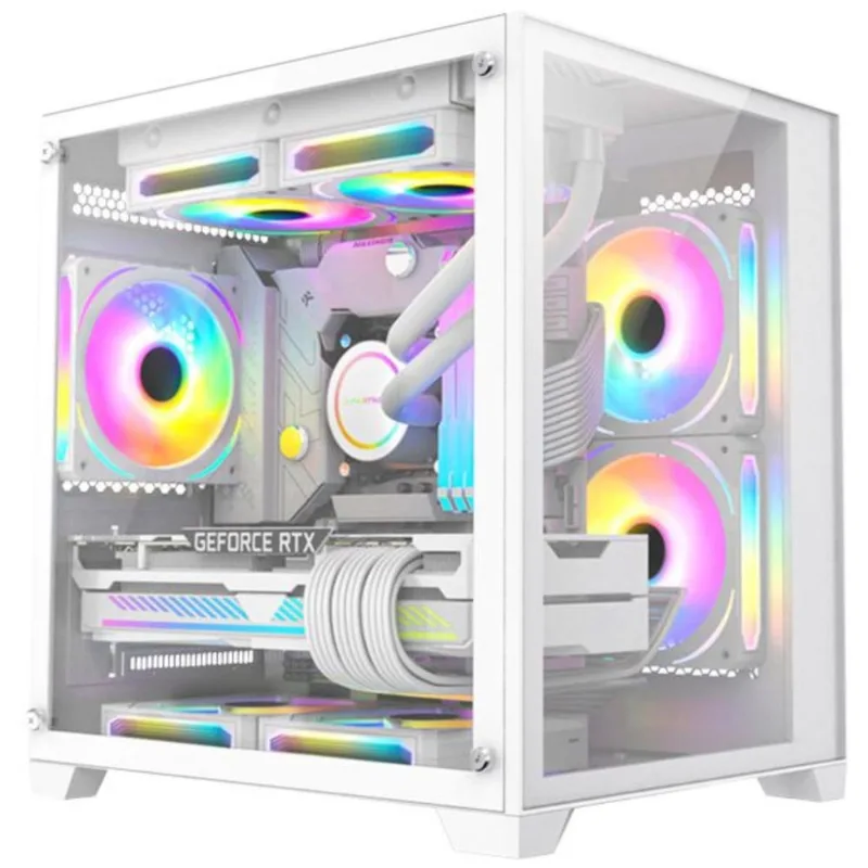 Gabinete Gamer Branco Space Lateral E Frontal Vidro K-Mex - K-mex