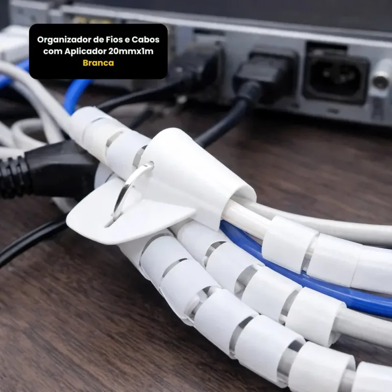 Organizador de Fios e Cabos com Aplicador 20mmx1m - Branca