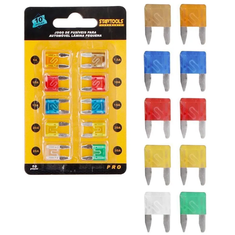 Kit de Fusíveis Automotivos Lâmina - 10 Peças, Colorido