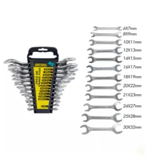 CHAVE DE BOCA FIXA, EM ACO FORJADO, 6 A 28MM, JOGO COM 12 PECAS: 6X7MM, 8X9MM, 10X11MM, 12X13MM, 14X15MM, 16 - startools