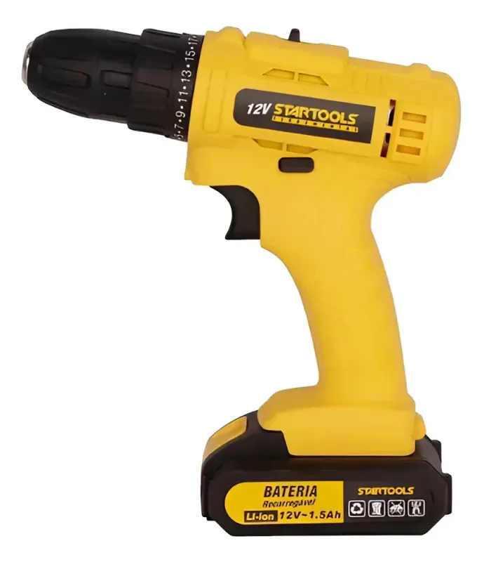 Parafusadeira e Furadeira 12V Recarregável 15 Peças Startools