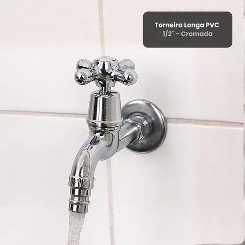Torneira Longa PVC Cromada 1/2