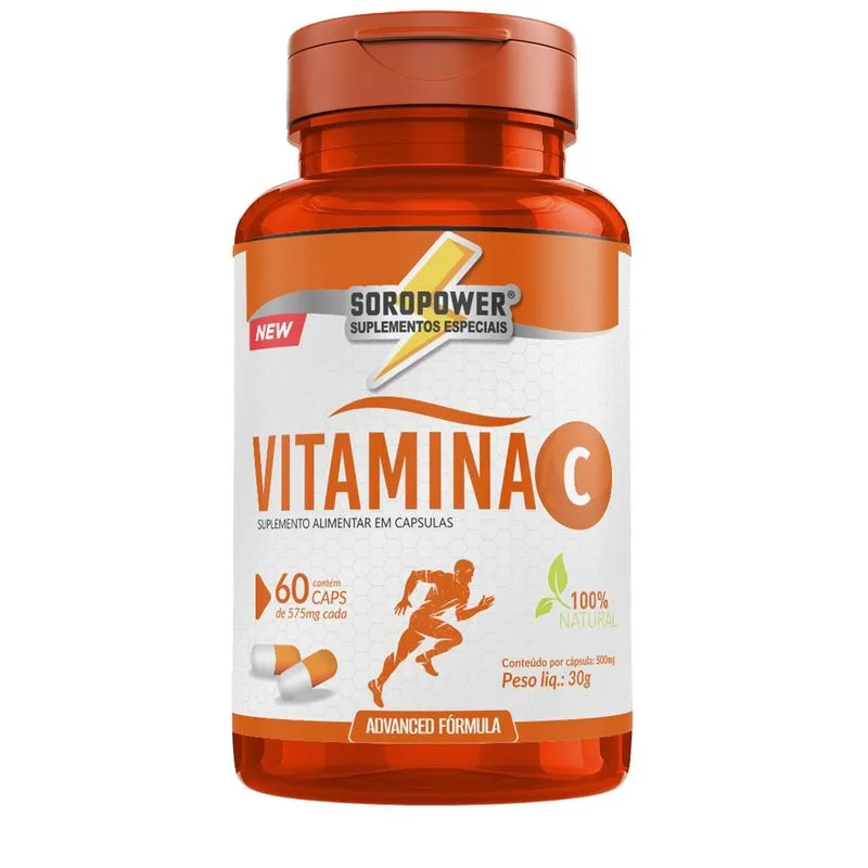 Vitamina C 60 Cápsulas 575 Mg Soropower 100% Natural