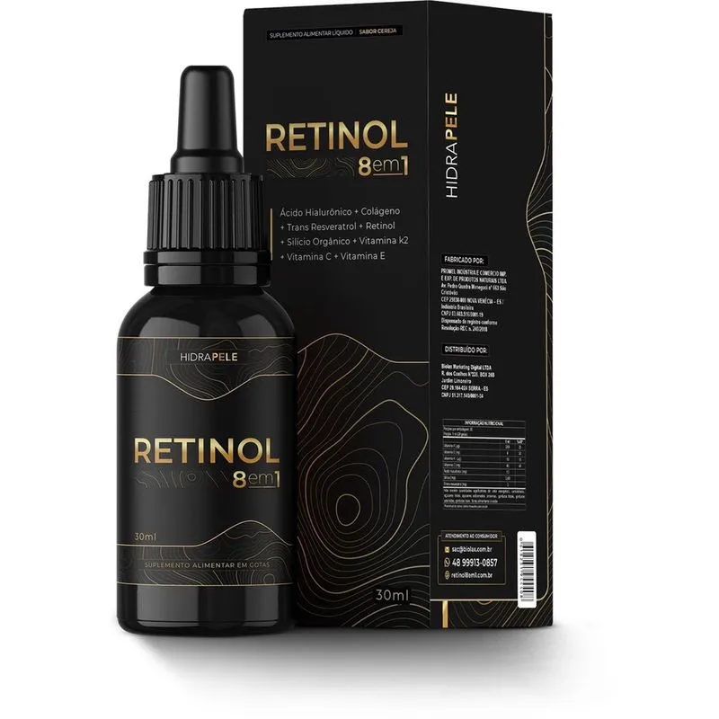 Sérum Facial Anti-Idade Retinol 8 Em 1 Hidra Pele - 30Ml