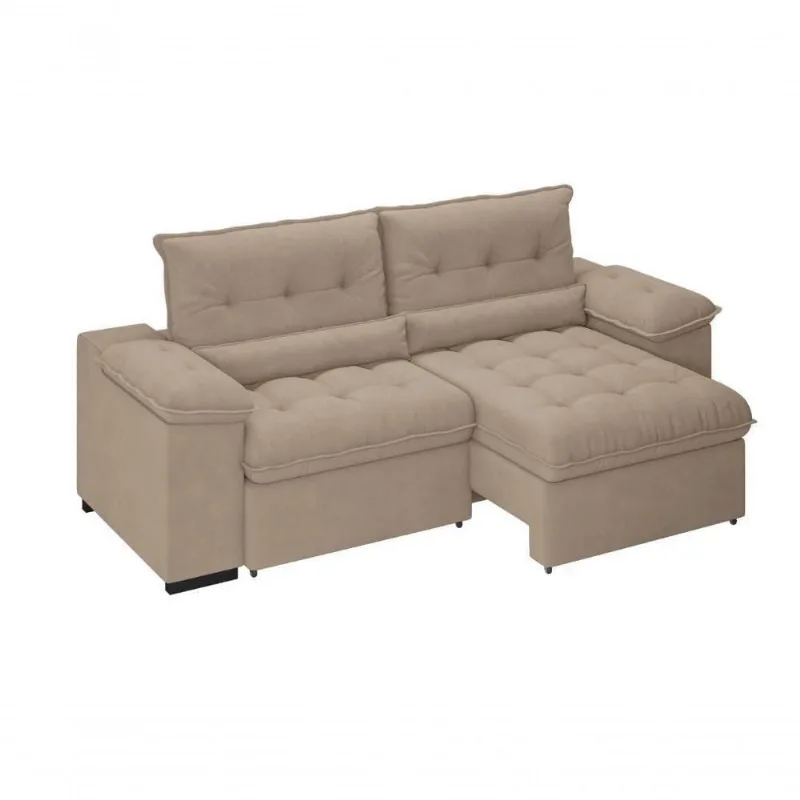 Sofá Arezzo Retrátil/reclinável 4 Lugares Suede Cappucino 2,15m - Xflex Sofás