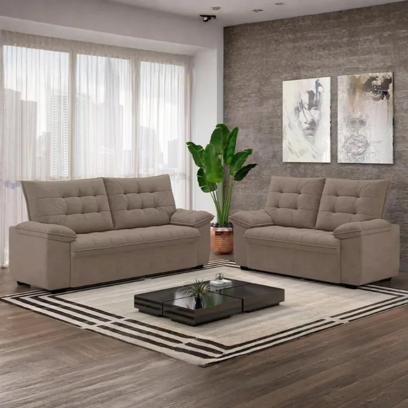Conjunto Sofá Besthouse Bertioga com 2 e 3 Lugares Castor Castor