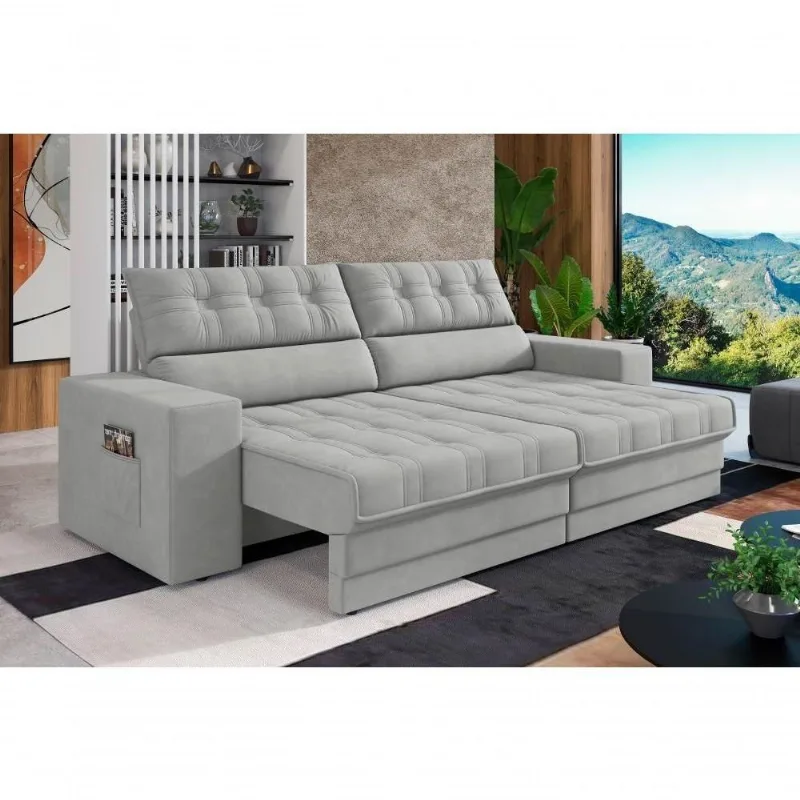 Sofá Omega Plus 2,30m Retrátil/reclinável Suede Areia - Xflex Sofás