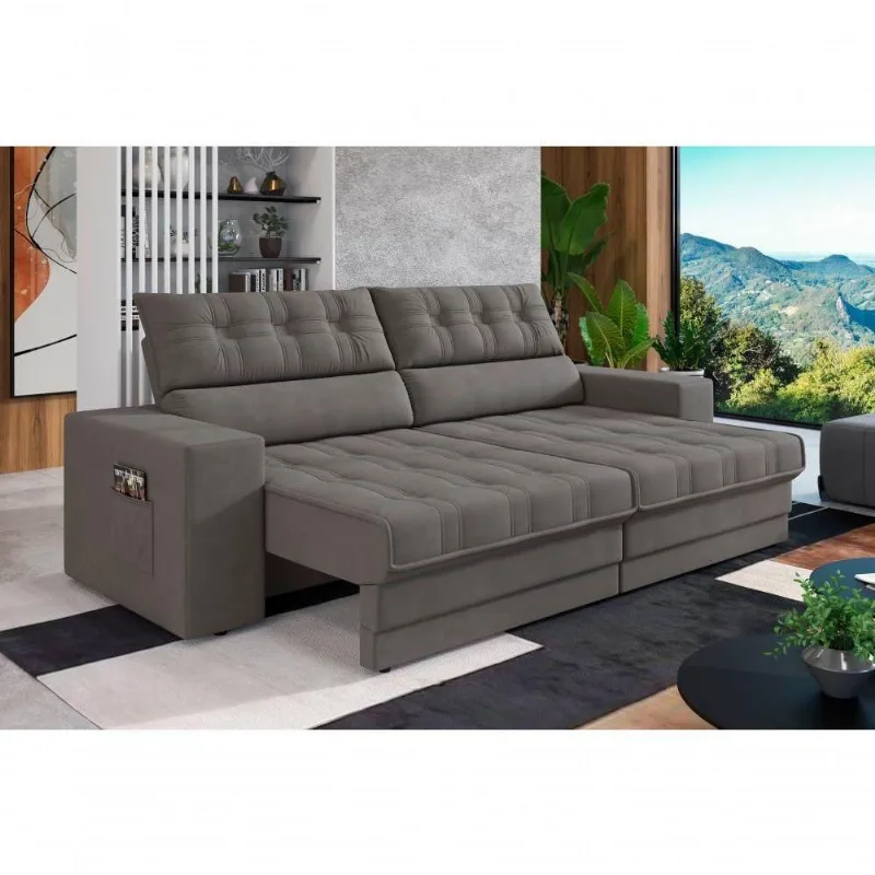 Sofá Oscar Plus 2,06m Retrátil/reclinável Suede Cinza - Xflex