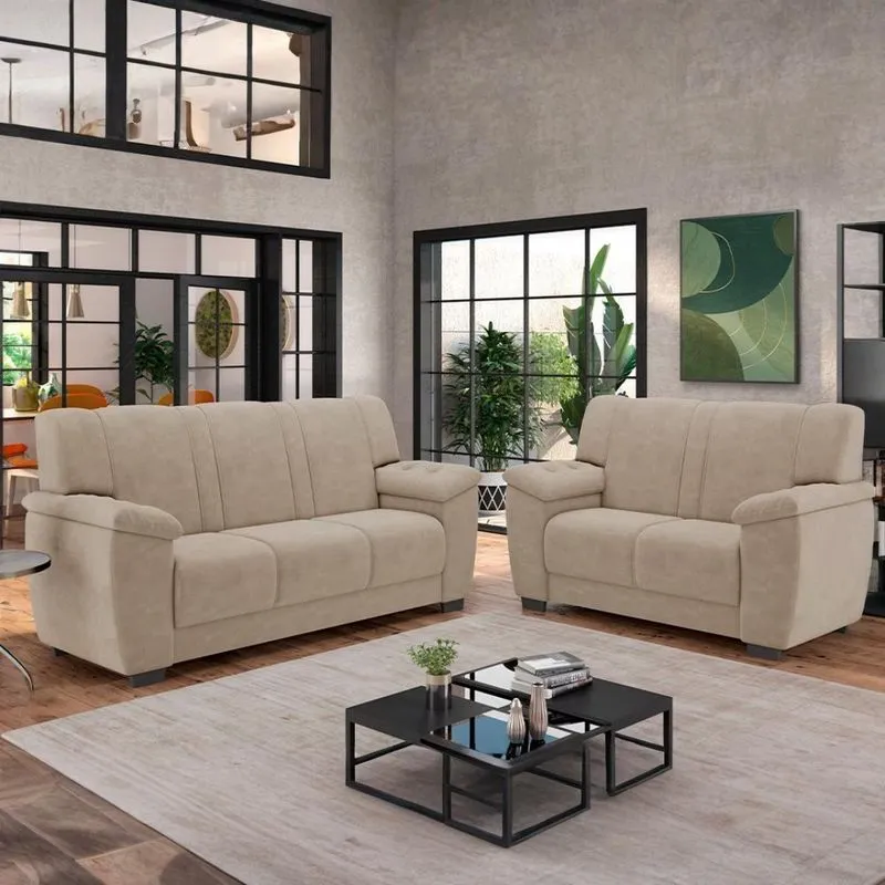 Sofá Besthouse Turim com 2 e 3 Lugares Capuccino Capuccino