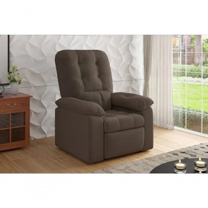 Poltrona Esmeralda Retrátil/reclinável Suede Marrom - Xflex Sofás