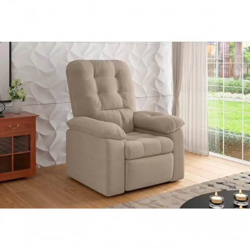 Poltrona Esmeralda Retrátil/reclinável Suede Capuccino - Xflex Sofás