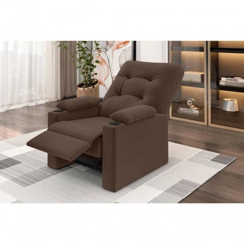 Poltrona Columbia Retrátil/reclinável Porta Copos Suede Marrom - Xflex Sofás