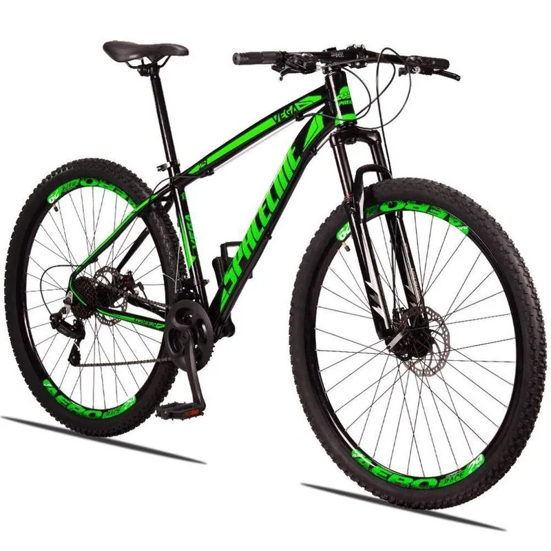 Bicicleta 29 Spaceline Vega 21v Preto + verde