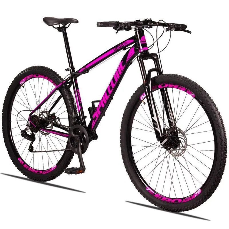 Bicicleta 29 Spaceline Vega 21v Preto + rosa