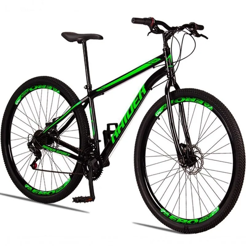 Bicicleta 29 Raider Sport Aço 21 Marchas Freio A Disco Preto+verde