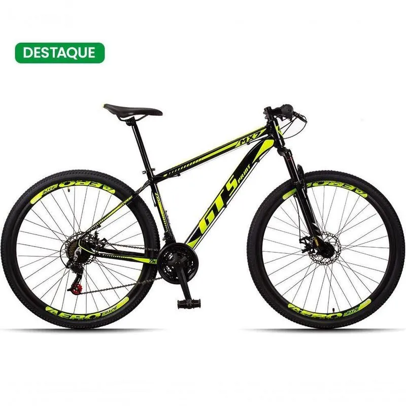 Bicicleta 29 Gt Mx7 21 Marchas Mtb Alumínio Preto + Amarelo