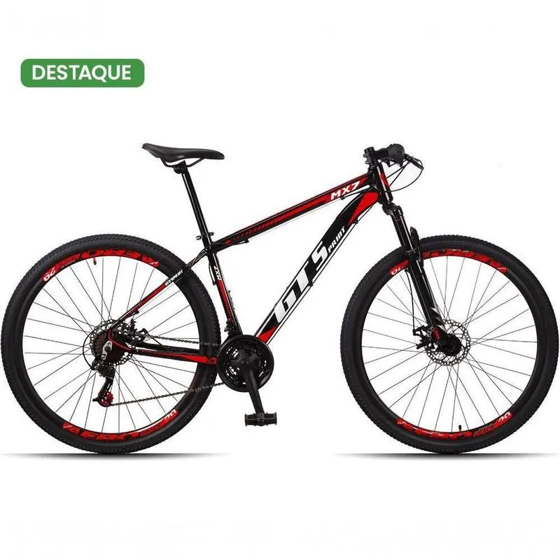 Bicicleta 29 Gt Mx7 21 Marchas Mtb Alumínio Preto + Vermelho