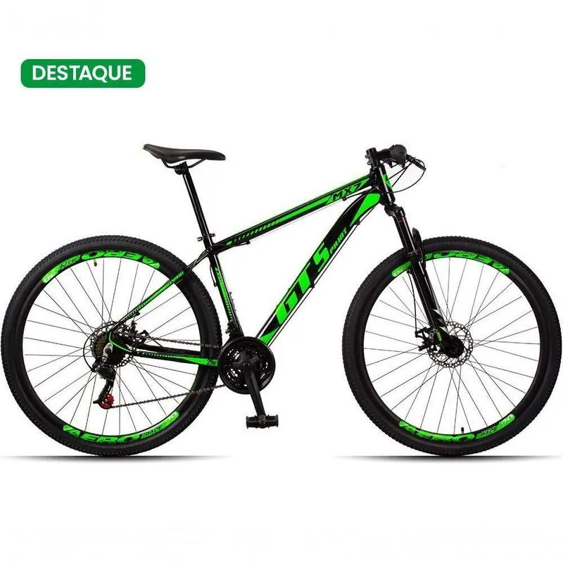 Bicicleta 29 Gt Mx7 21 Marchas Mtb Alumínio Preto + Verde
