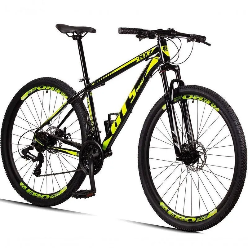 Bicicleta 29 Gt Sprint Mx7 24V Alumínio Mtb Preto+Amarelo