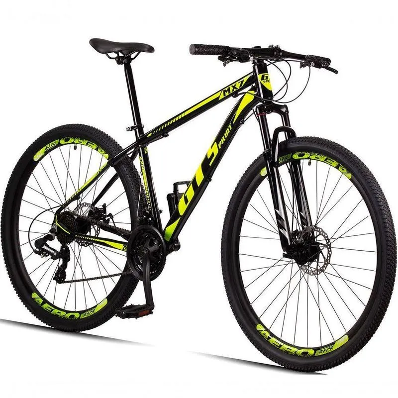 Bicicleta 29 Gt Sprint Mx7 24V Alumínio Mtb Preto + Amarelo