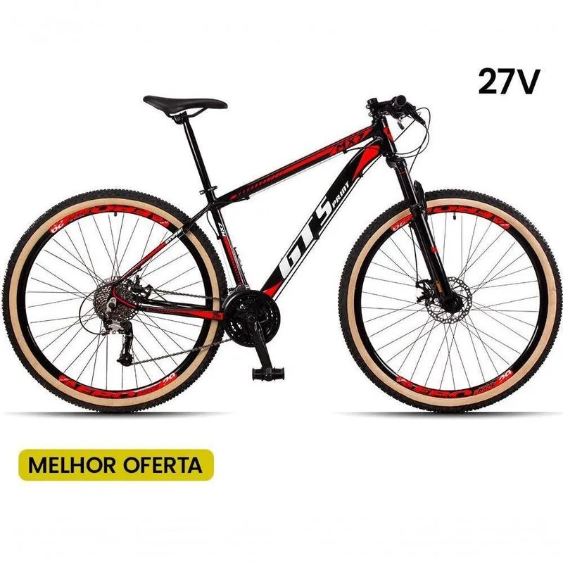 Bicicleta 29 Gt 27 Marchas Quadro Alumínio Preto + Vermelho