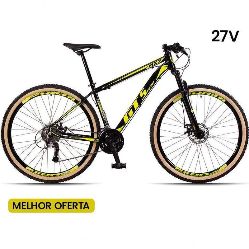 Bicicleta 29 Gt 27 Marchas Mx7 Quadro Alumínio Preto + Amarelo