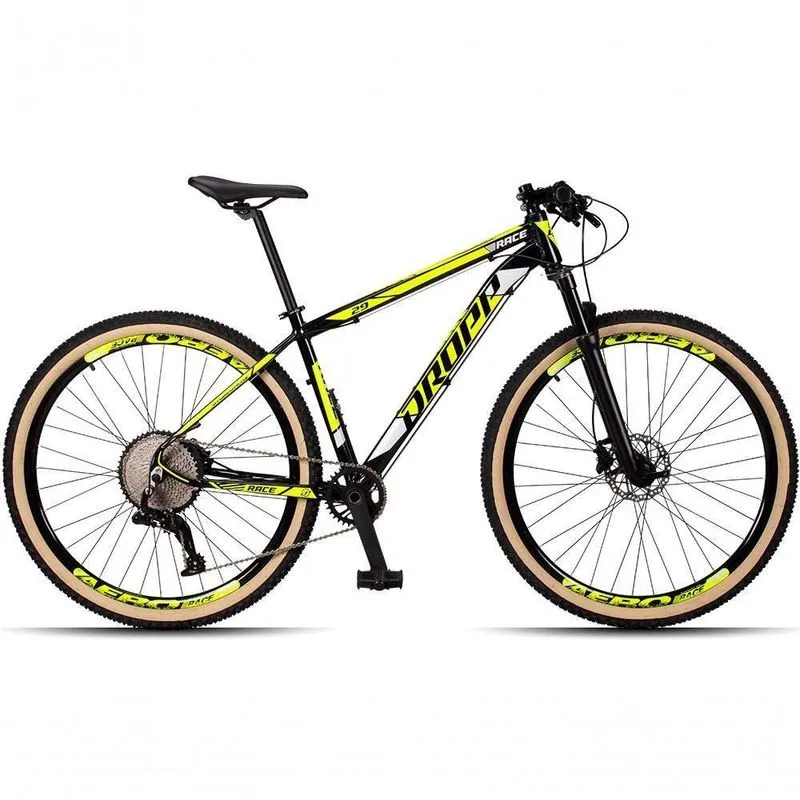 Bicicleta 29 Dropp Race 12v Suspensão Preto + amarelo